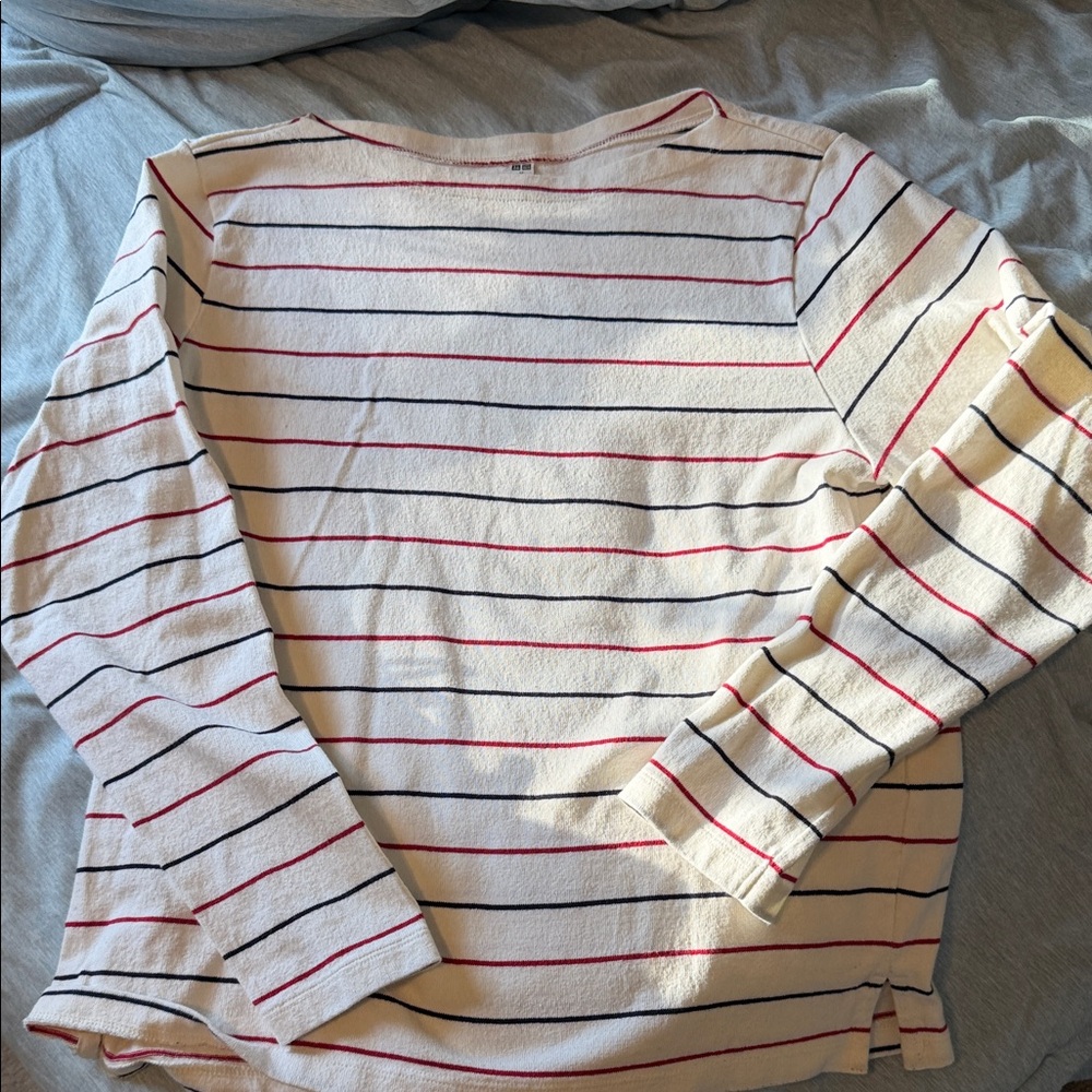 Uniqlo Cream Top with Red Accents